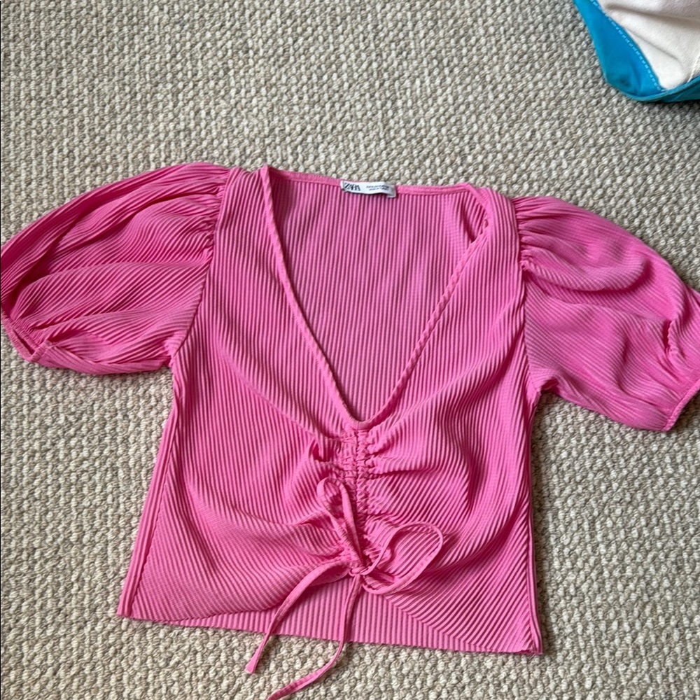 Zara Pink Puff Sleeve Top